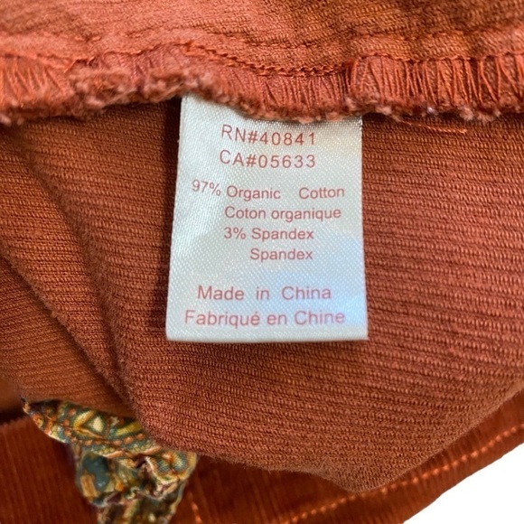 Adventure Orange Corduroy Skirt Front Pockets Flower Embroidery Women’s 6 - Picture 5 of 7